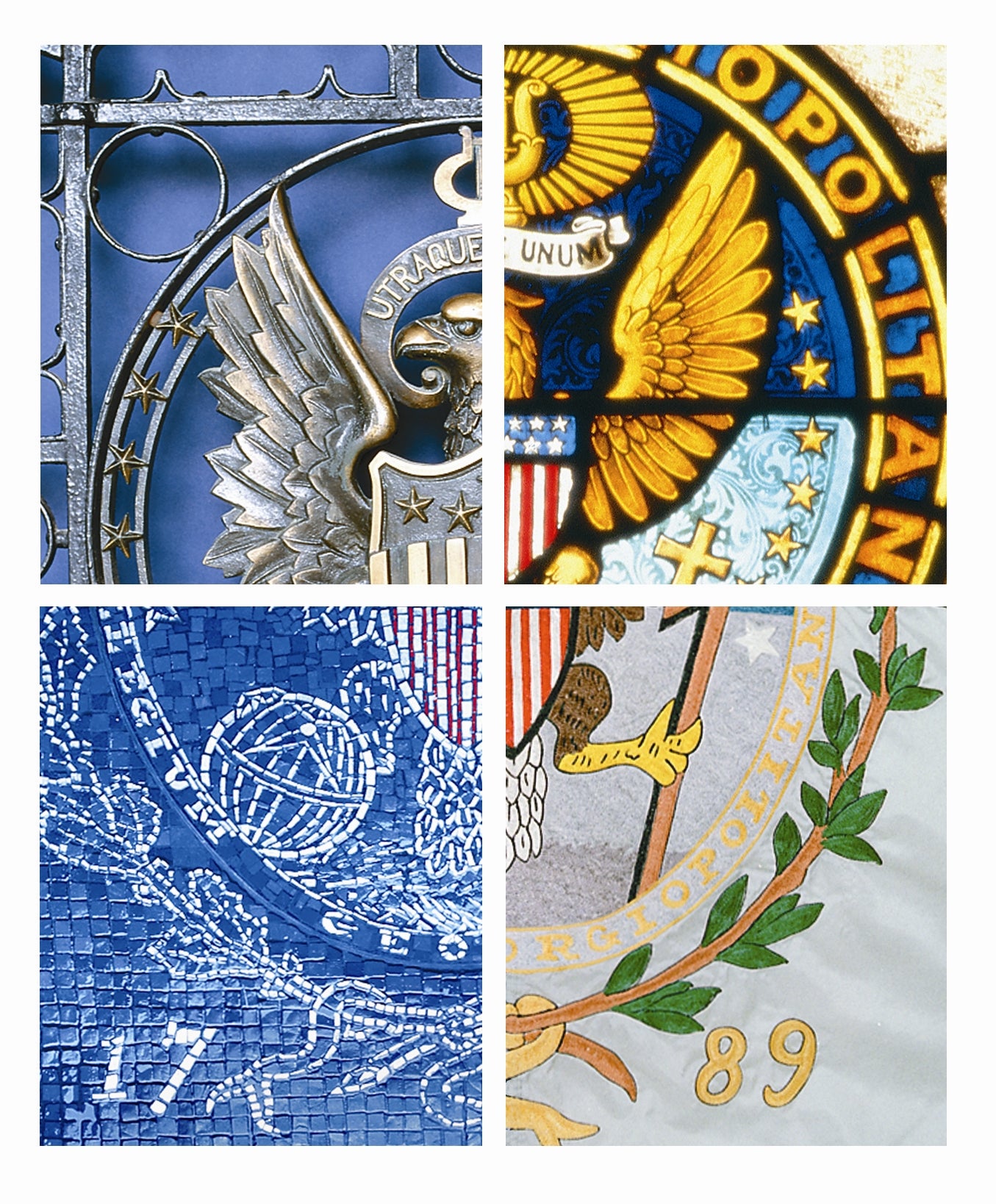 The Georgetown inauguration logo, comprised of the Georgetown University seal in 4 different styles.