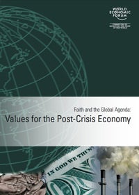 Book cover titled "Faith and the Global Agenda: Values for the Post-Crisis Economy"